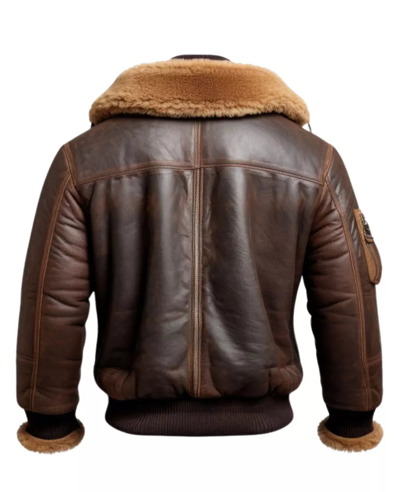 Leathees Mens Aviator Shearling Bomber Leather Jacket