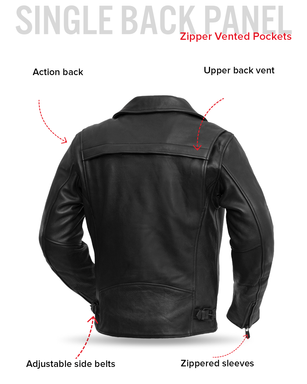 Leathees Mens Night Rider Black Motorcycle Leather Jacket