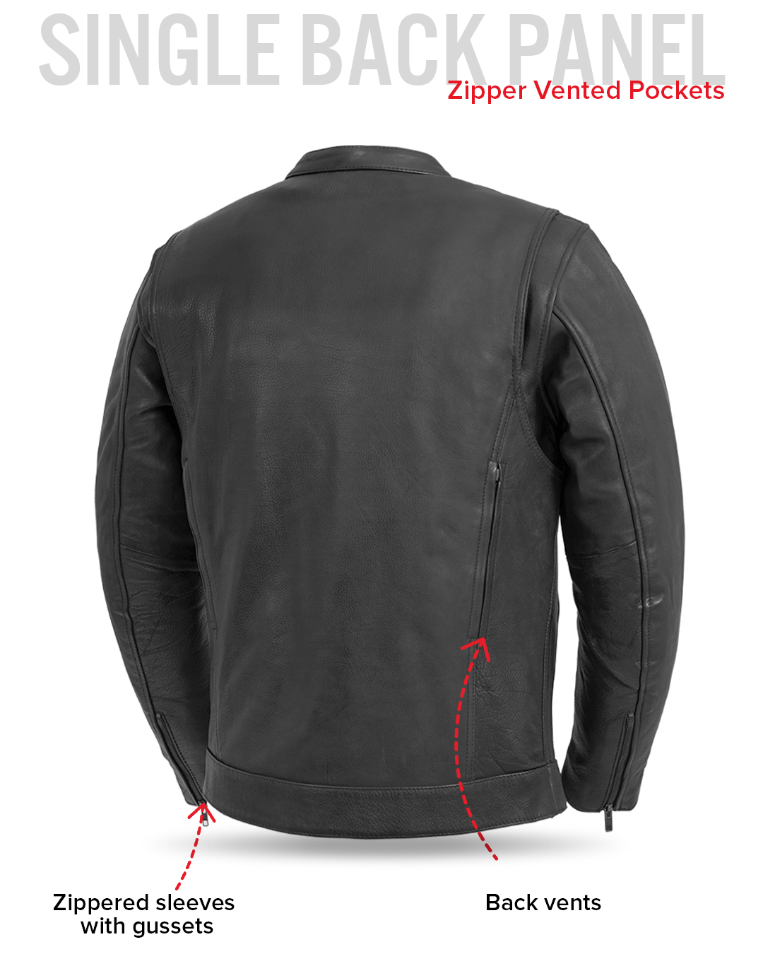 Leathees Mens Raider Black Motorcycle Leather Jacket