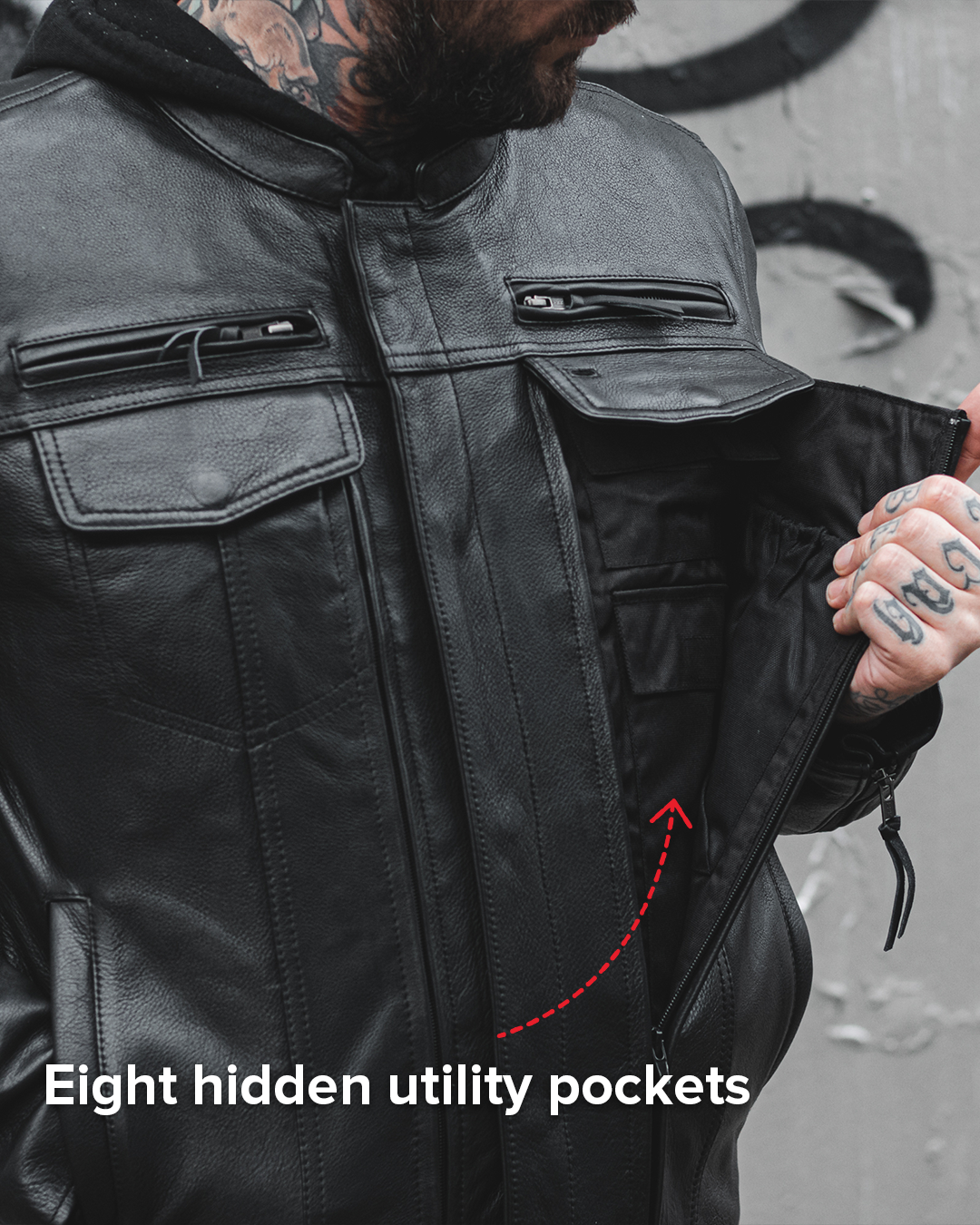 Leathees Mens Raider Black Motorcycle Leather Jacket