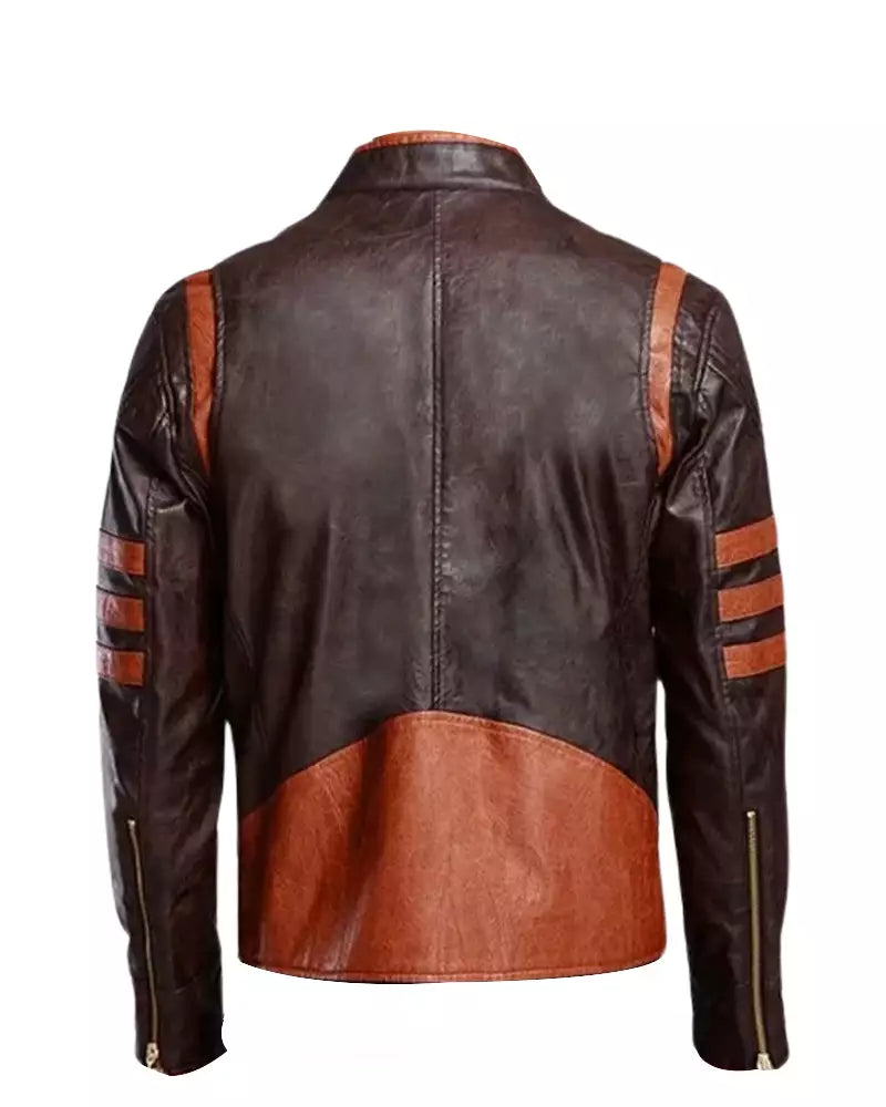 Leathees Mens Brown Distressed Cafe Racer Motorcycle Leather Jacket