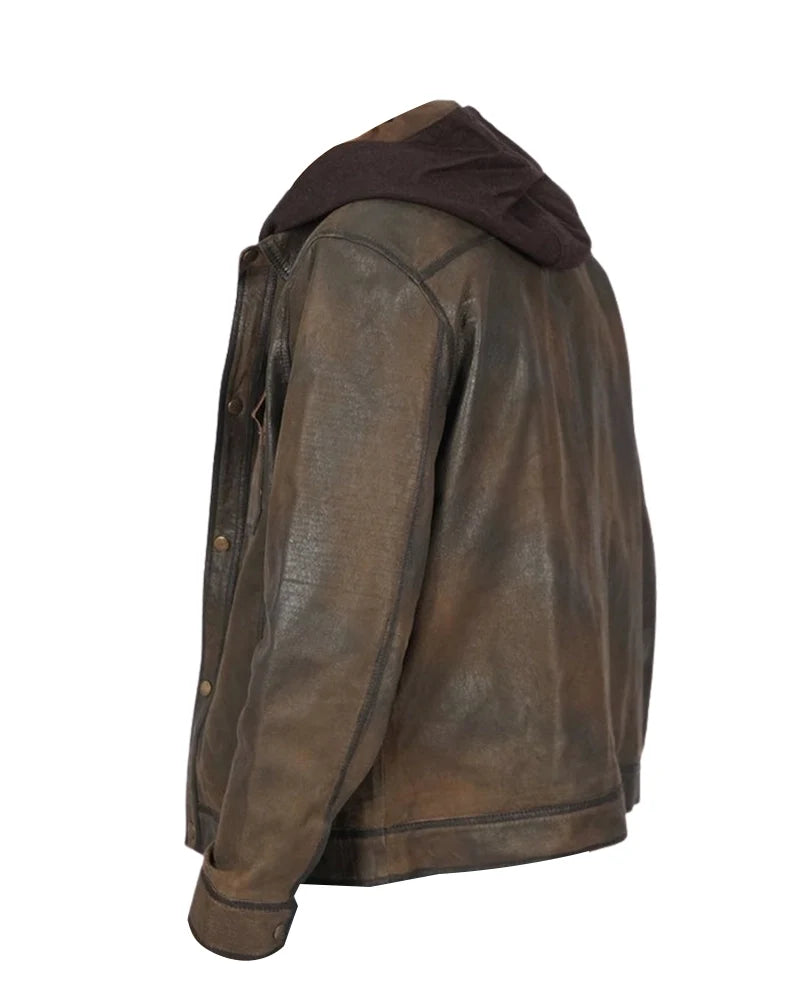 Leathees Mens Dark Brown Distressed Vintage Leather Jacket
