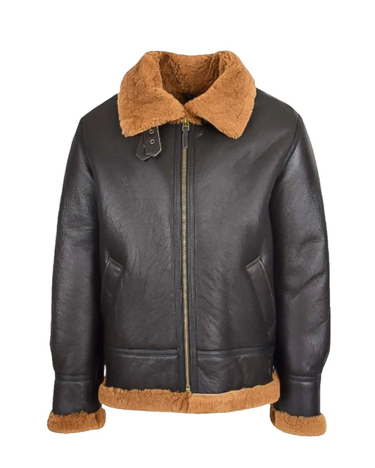 Leathees Mens Brown B3 Hooded Leather Bomber Jacket