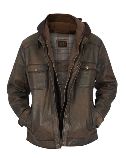 Leathees Mens Dark Brown Distressed Vintage Leather Jacket