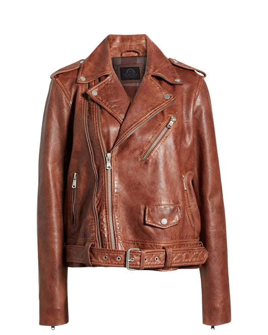 Leathees Mens Genuine Leather Motorcycle Jacket