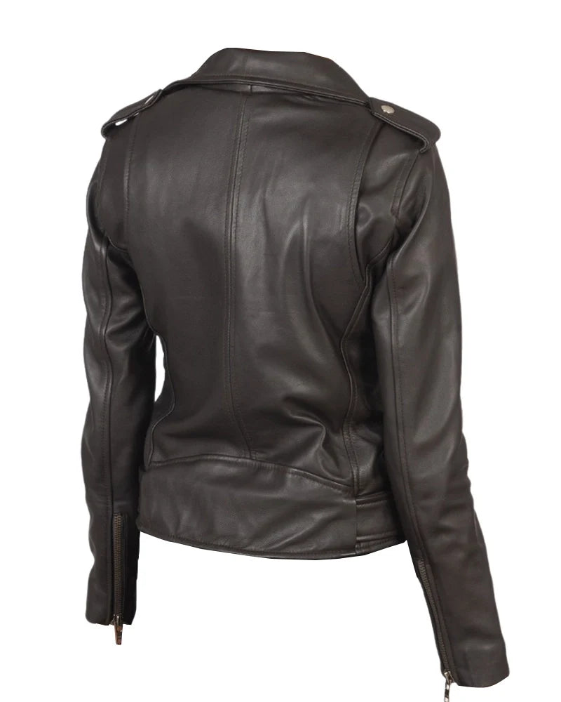 Leathees Women Alison Brown Biker Jacket