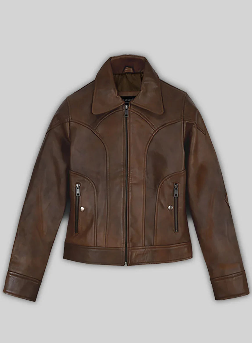 Leathees Women Brown Celebrity Inspired Leather Jacket
