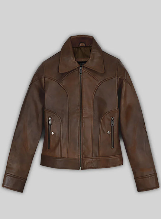 Leathees Women Brown Celebrity Inspired Leather Jacket