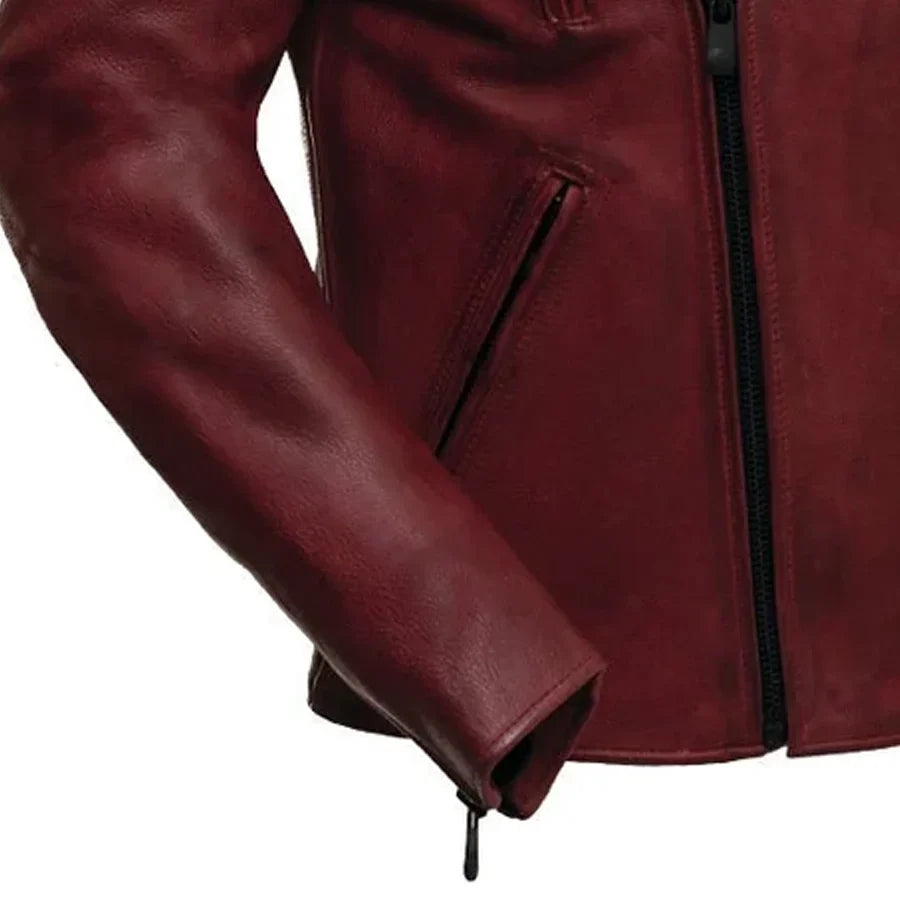 Leathees Mens Night Rider Black Motorcycle Leather Jacket