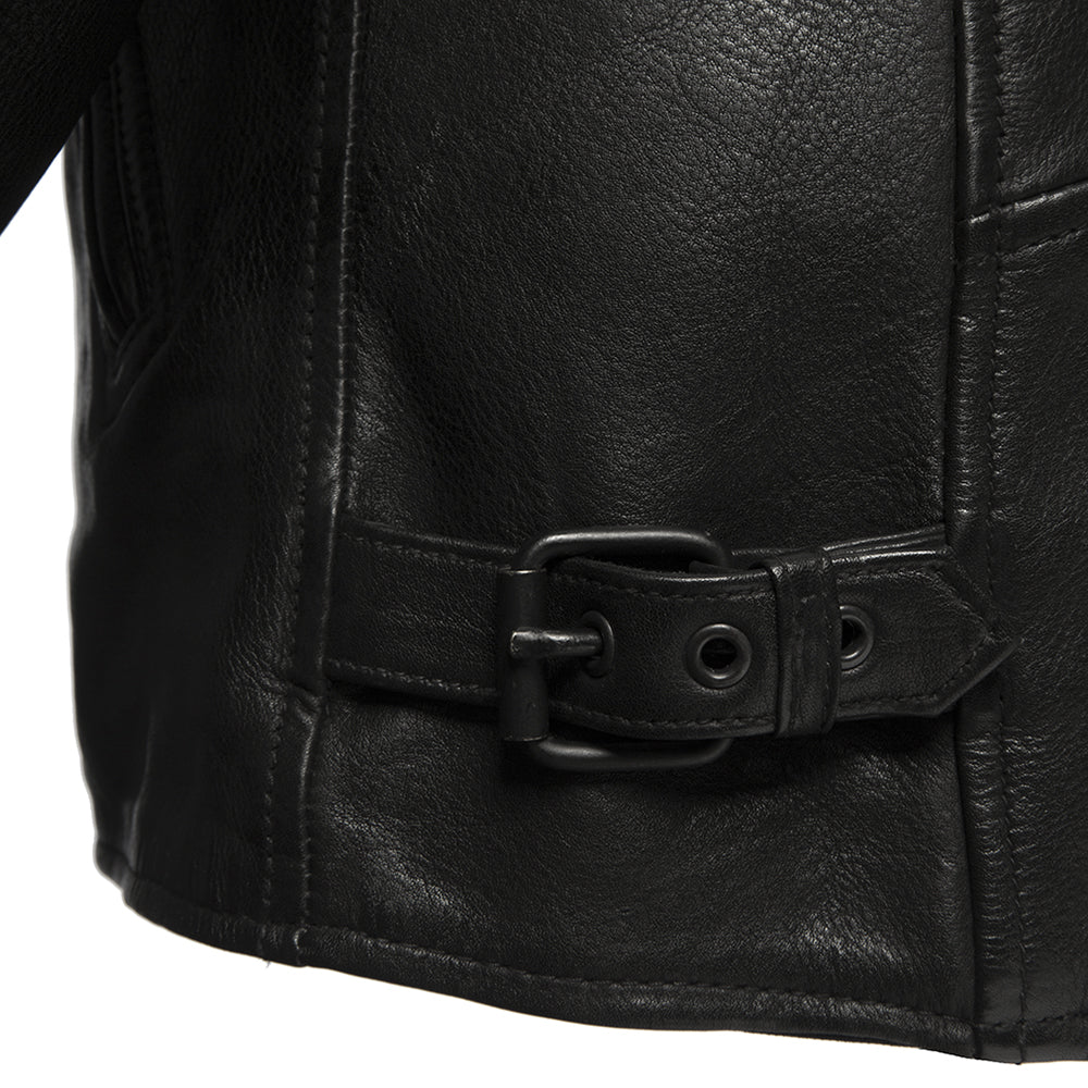 Leathees Mens Night Rider Black Motorcycle Leather Jacket