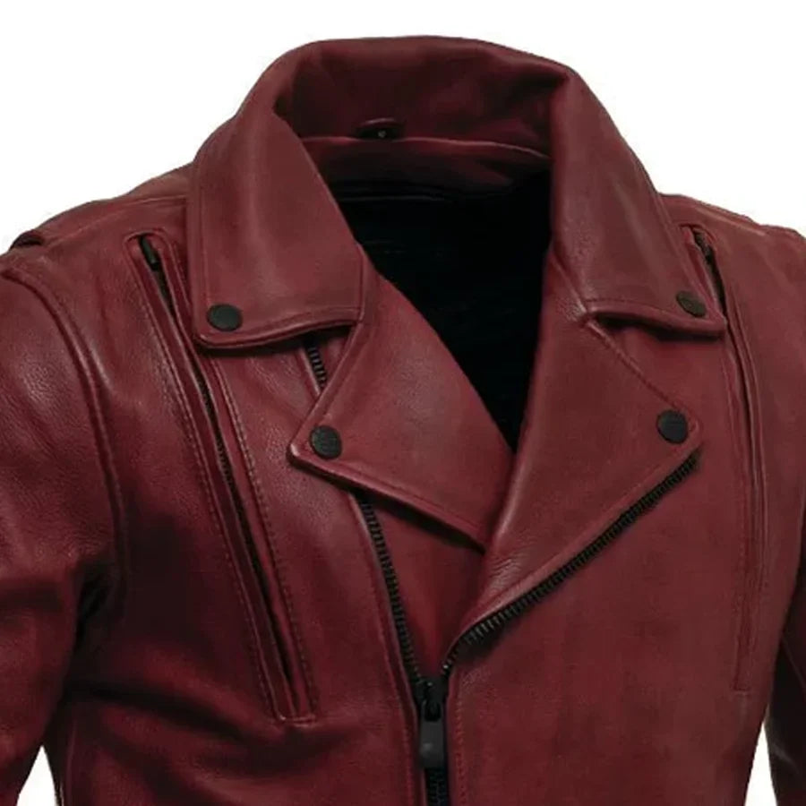 Leathees Mens Night Rider Black Motorcycle Leather Jacket