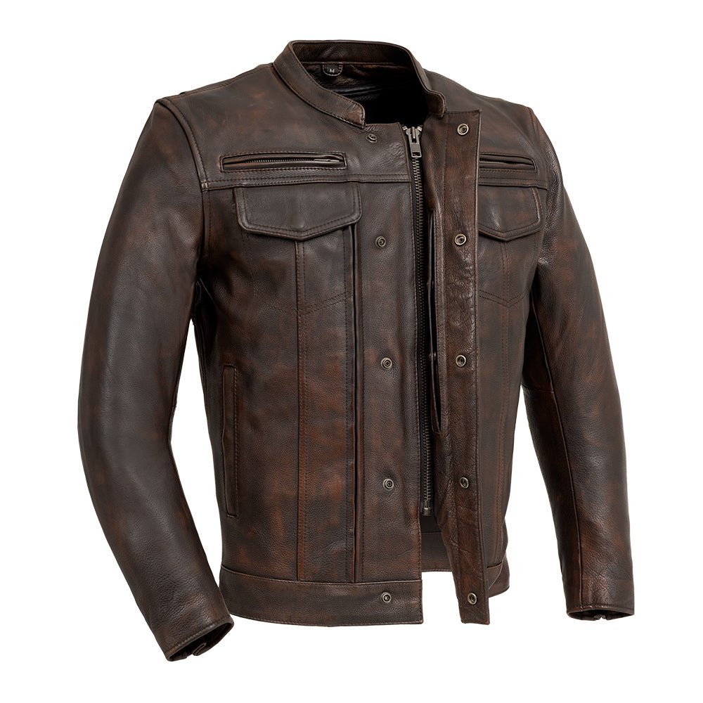 Leathees Mens Raider Black Motorcycle Leather Jacket