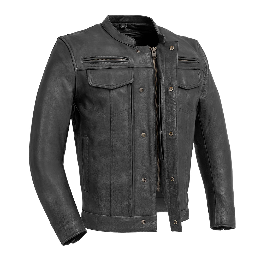 Leathees Mens Raider Black Motorcycle Leather Jacket