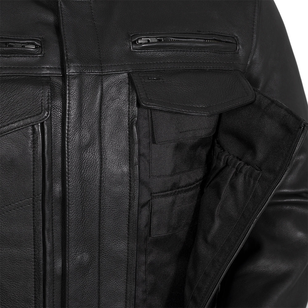 Leathees Mens Raider Black Motorcycle Leather Jacket