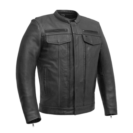 Leathees Mens Raider Black Motorcycle Leather Jacket