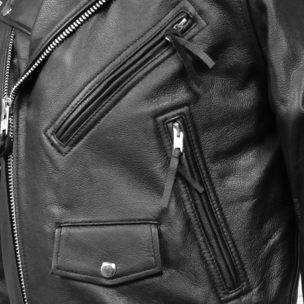 Leathees Mens Superstar Brando Style Black Motorcycle Leather Jacket